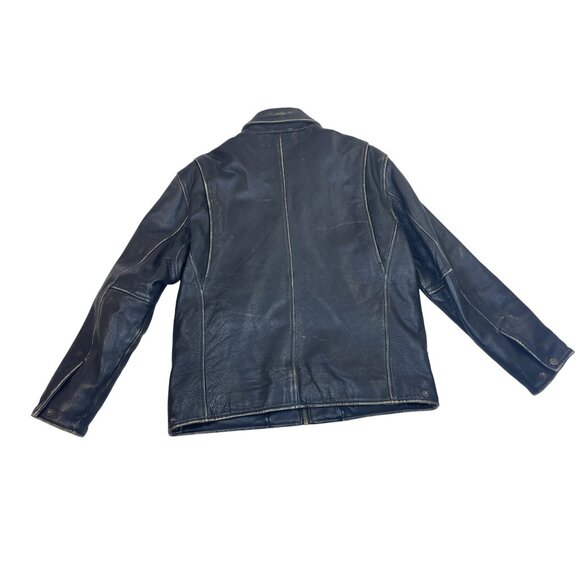 Vintage Marc New York Mens Black Leather Jacket Medium Zip-Up Classic Biker Styl - Picture 2 of 12